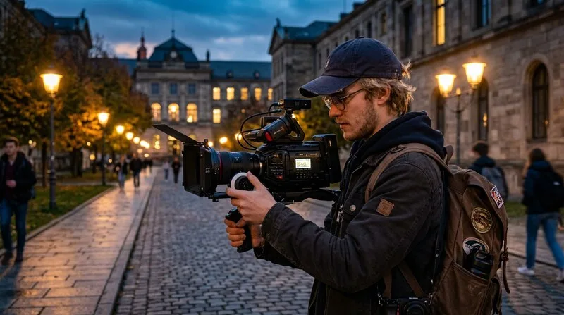 Studentin liest Literatur für Masterarbeit in der Bibliothek