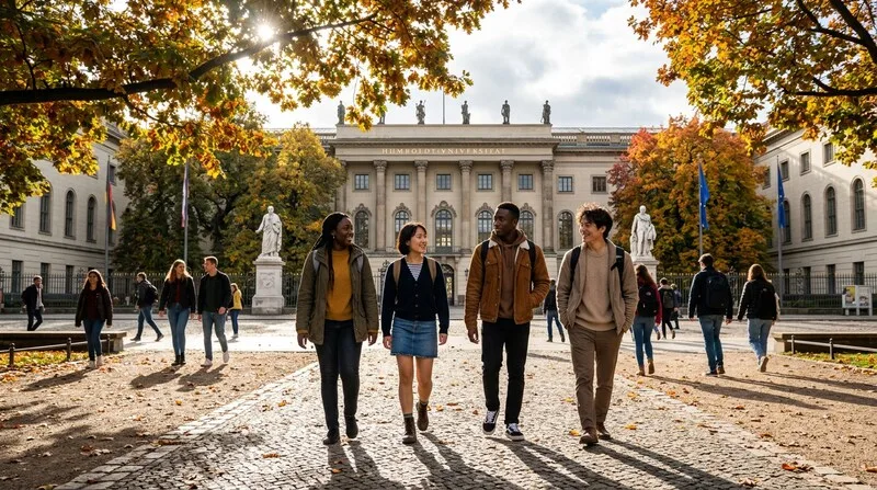 Studierende vor Universitätsgebäude Berlin — Immatrikulation Einschreibung