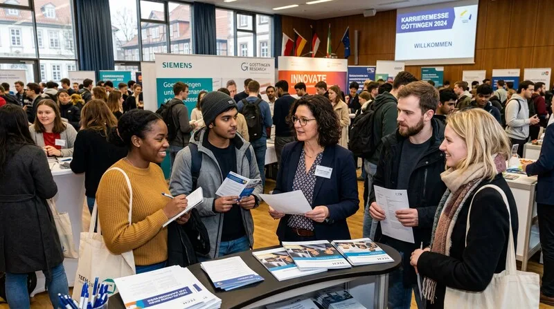 Studierende auf einer Karrieremesse — Praktikumssuche im Studium auf StudierenGuru
