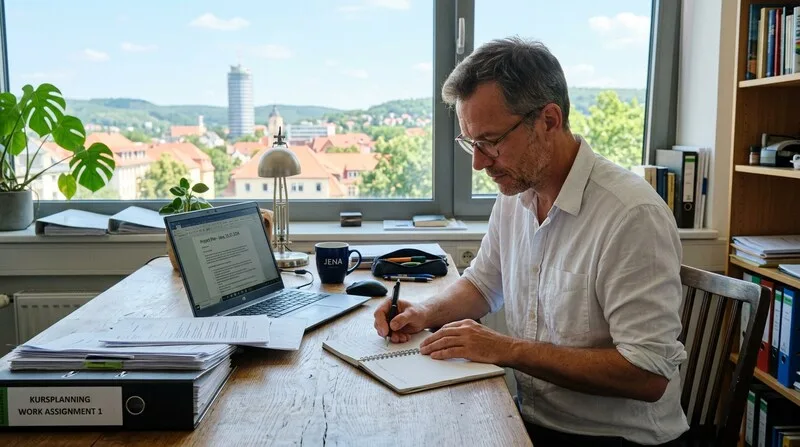 Student Büro Schreibtisch erste Arbeit Jena StudierenGuru